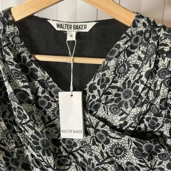 Walter Baker Black Floral Dress - NWT Size 4 - Picture 3 of 8